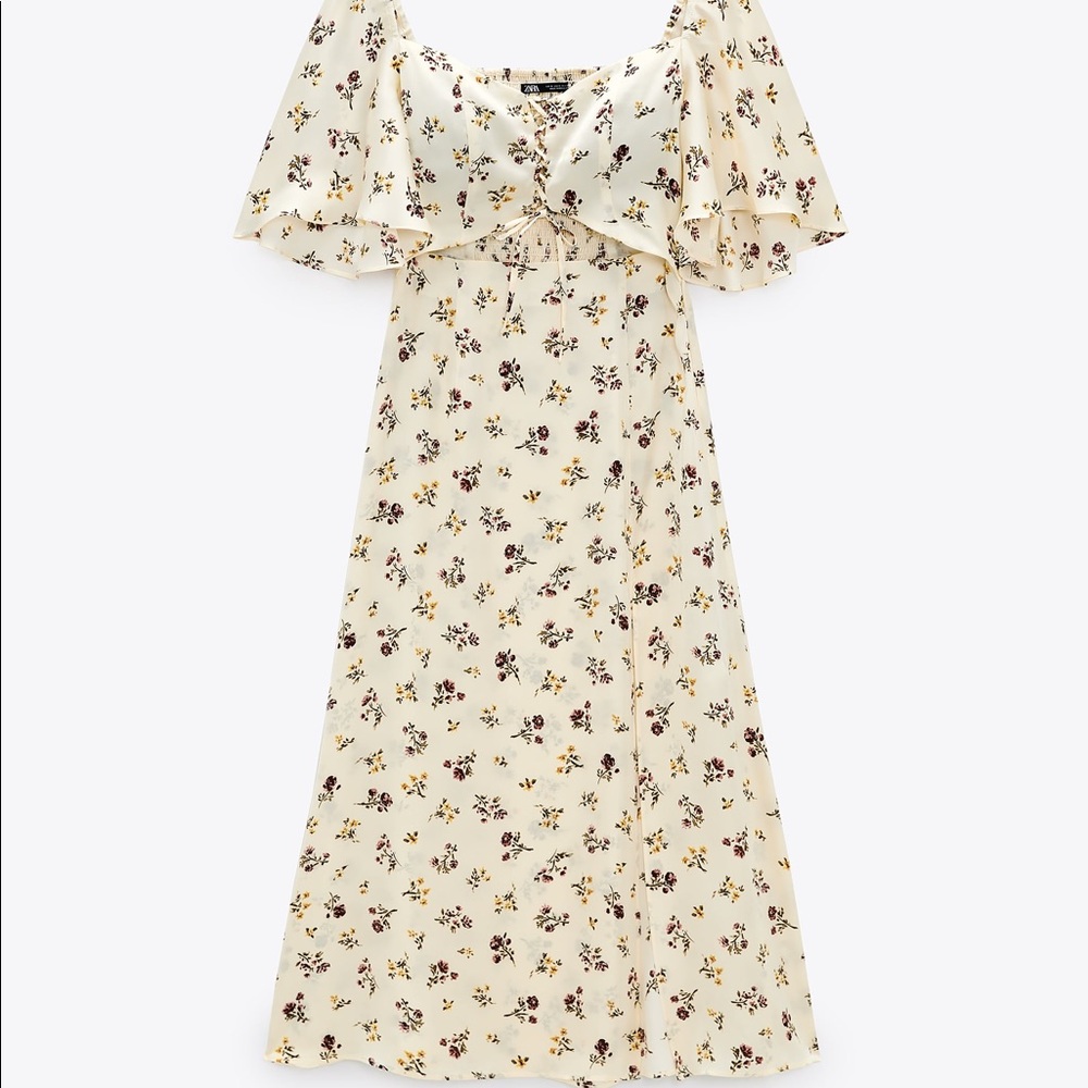 ZARA Cutout‎ Floral Print Midi Dress